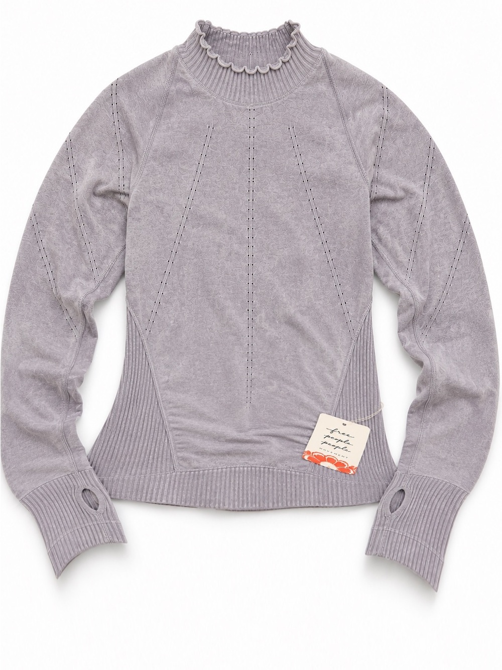 Free People Good Karma High Neck Top in Ice Grey NEW WITH TAGS XS/S